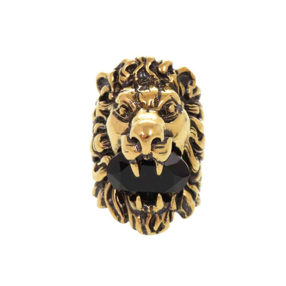 Gucci Lion Head Metal Stone Ring #10 (approx.) Gold 0362GUCCI